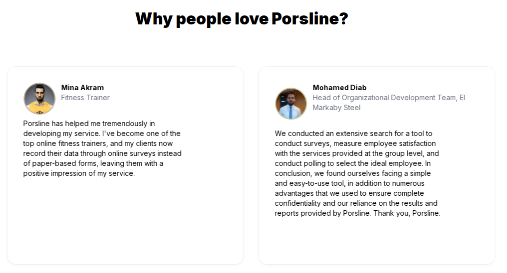 Porsline user testimonials and success stories