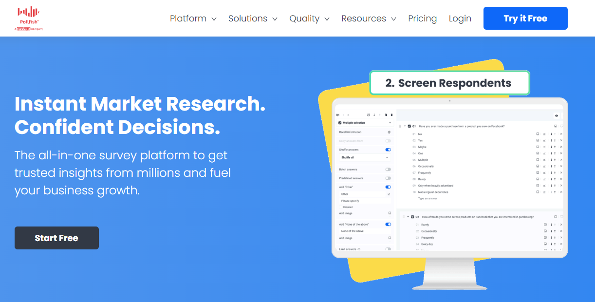 Pollfish online market research survey platform 