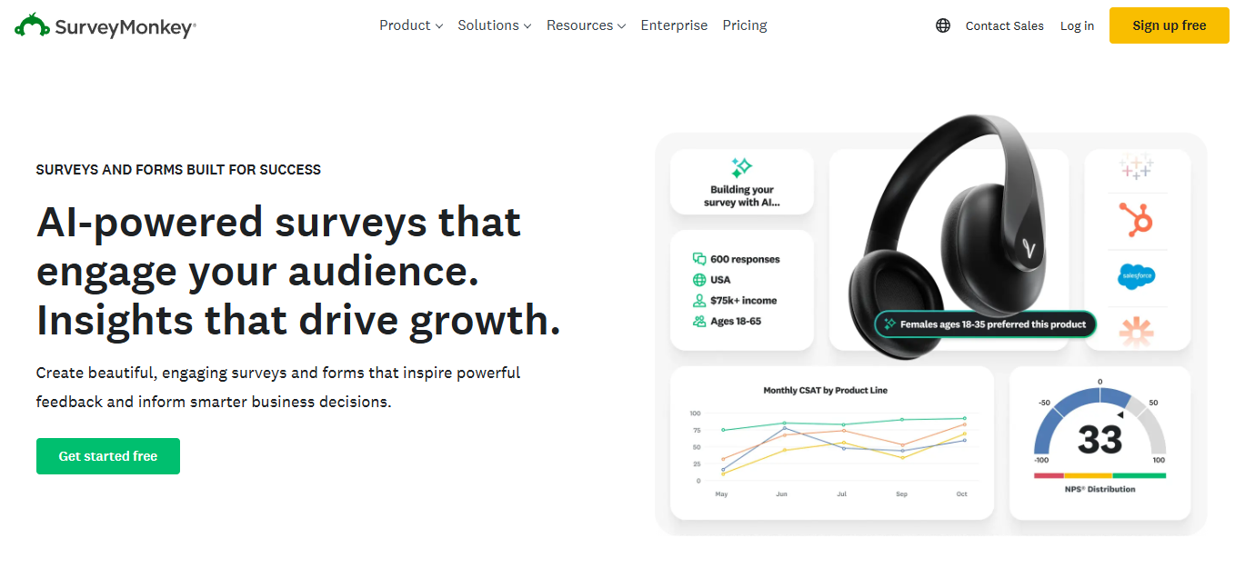 SurveyMonkey AI-powered survey software as an example of top survey apps